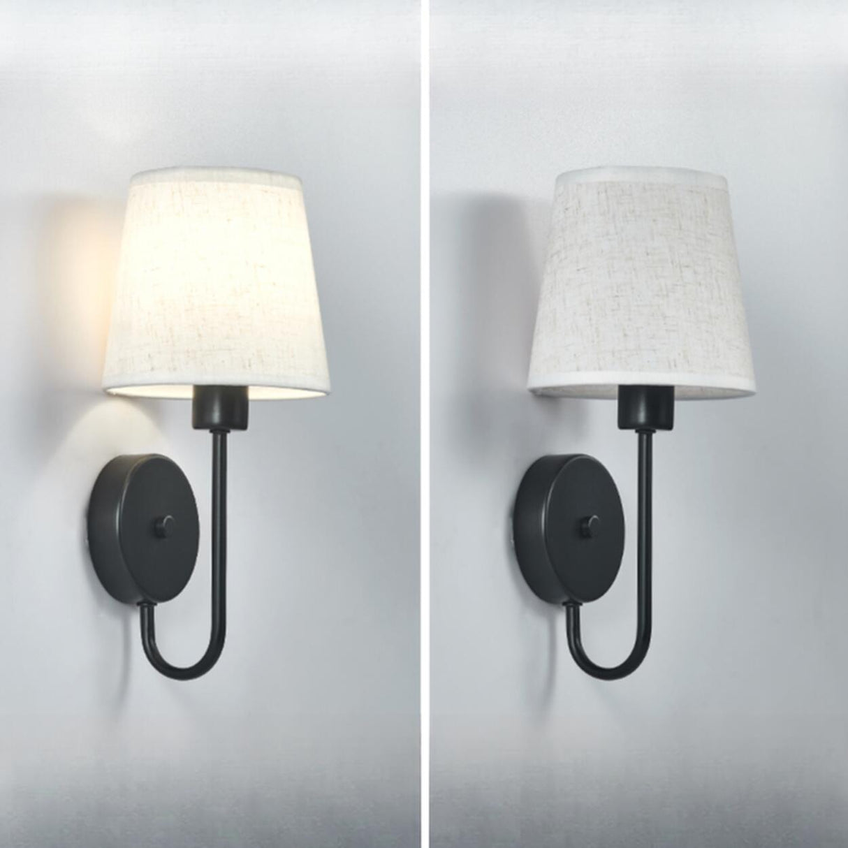 Rustic Green Fabric Shade Antler Cylinder Wall Light Image - 20