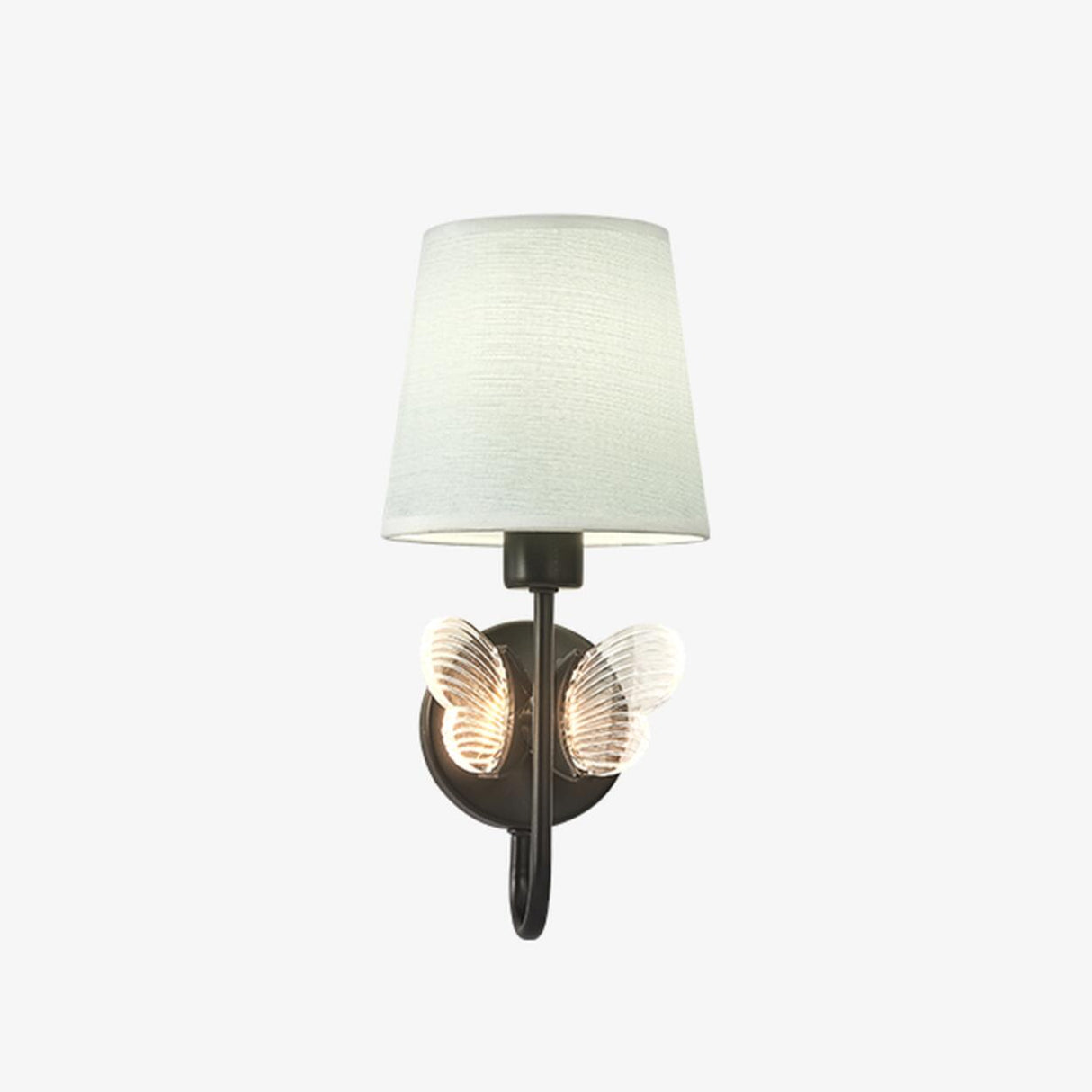Rustic Green Fabric Shade Antler Cylinder Wall Light Image - 3