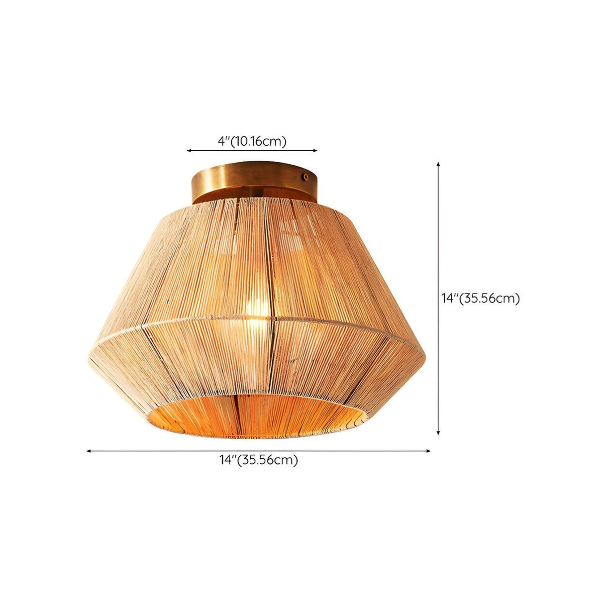 Rustic Hemp Rope Cage Semi-Flush Mount Ceiling Light