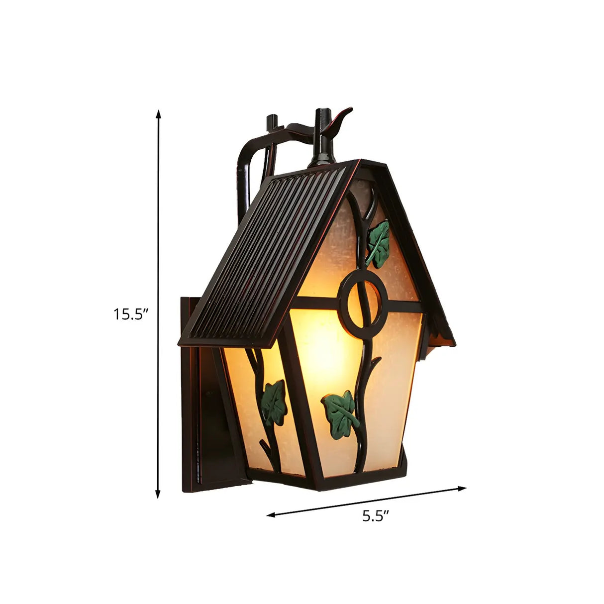 Rustic Leaf and Birdcage Glass Exterior Coffee Wall Sconce Image - 4