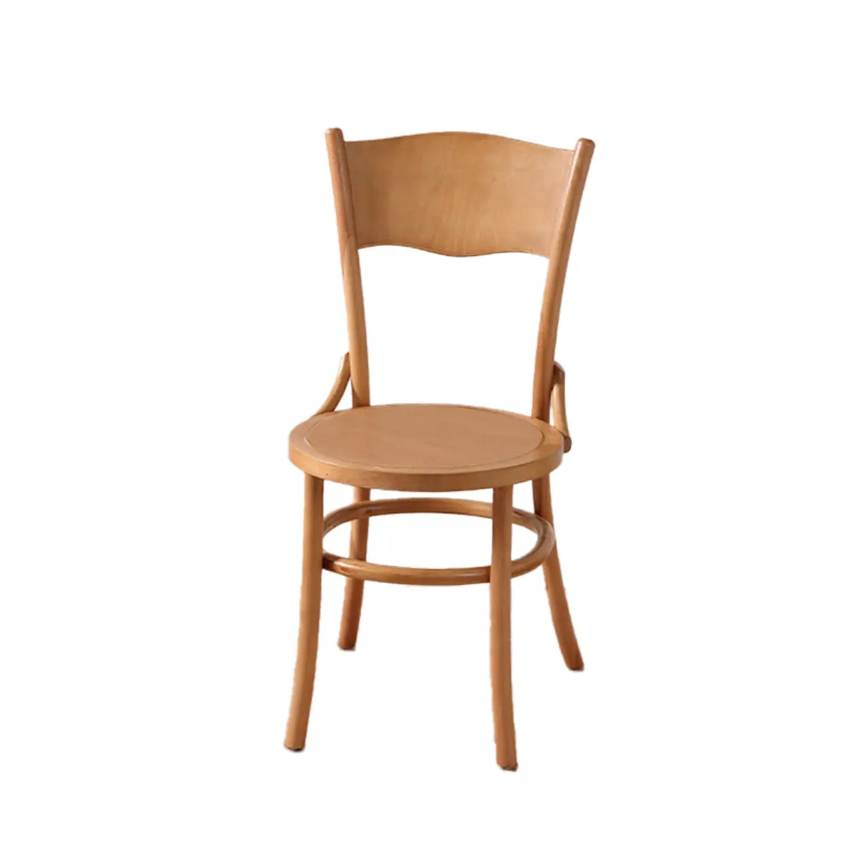 Rustic Mid-Century Wooden Back Curved Dining Chair with Cushion Image - 22