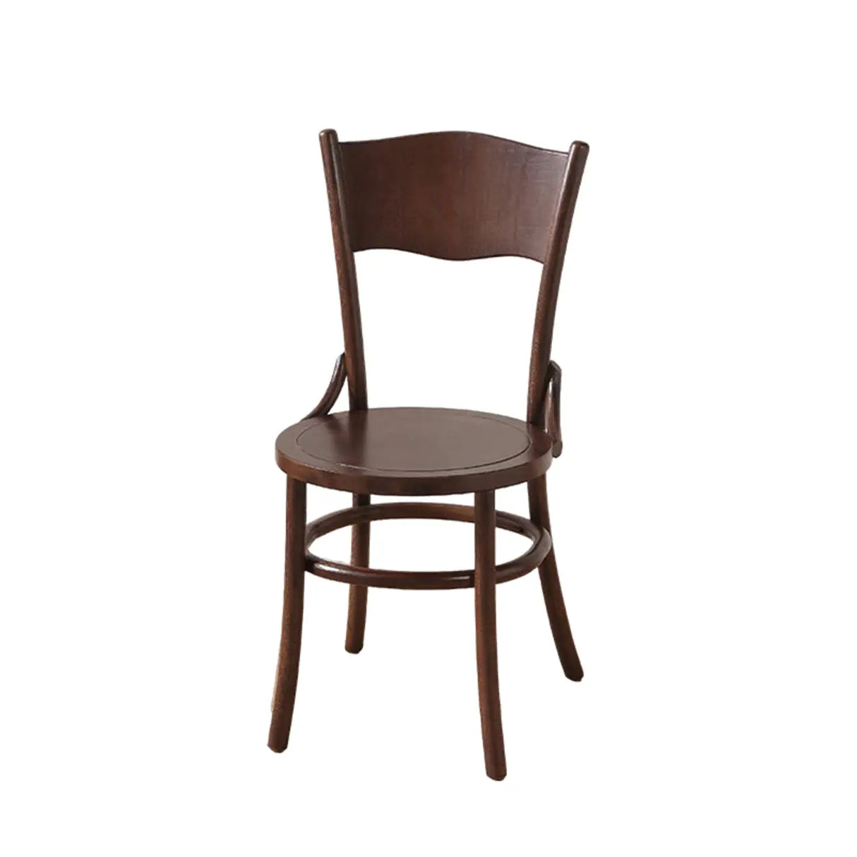 Rustic Mid-Century Wooden Back Curved Dining Chair with Cushion Image - 24