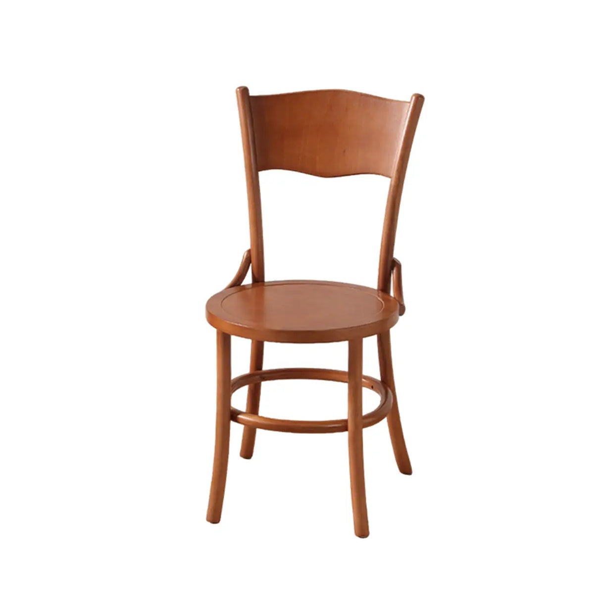 Rustic Mid-Century Wooden Back Curved Dining Chair with Cushion Image - 34