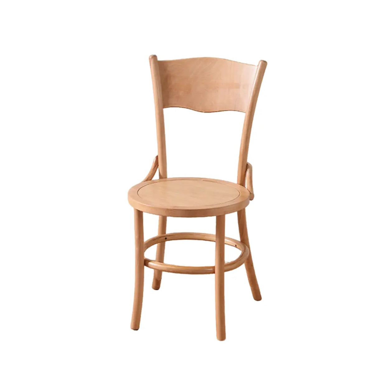 Rustic Mid-Century Wooden Back Curved Dining Chair with Cushion Image - 36