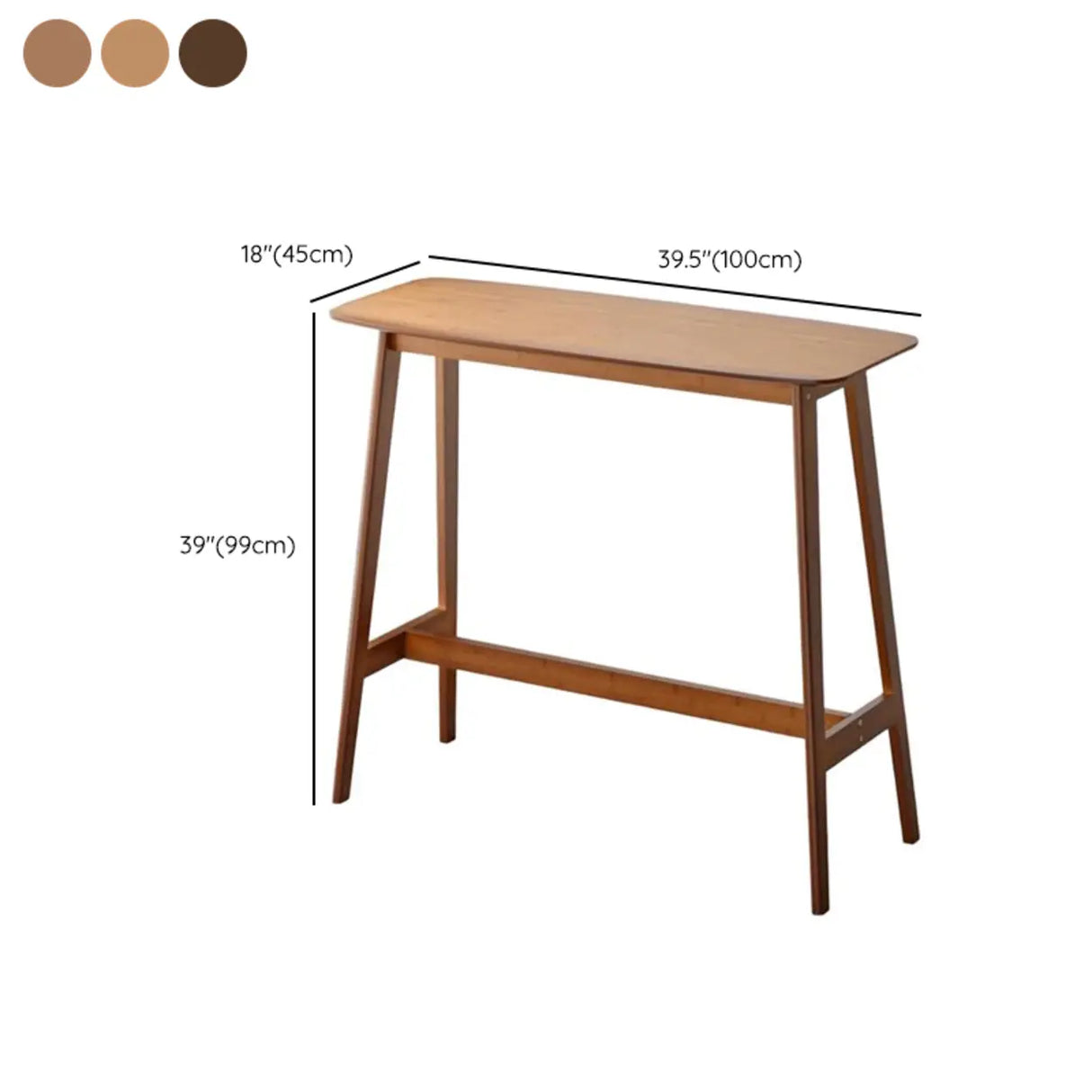 Rustic Minimalist Rectangular Wooden Bar Table With Footrest