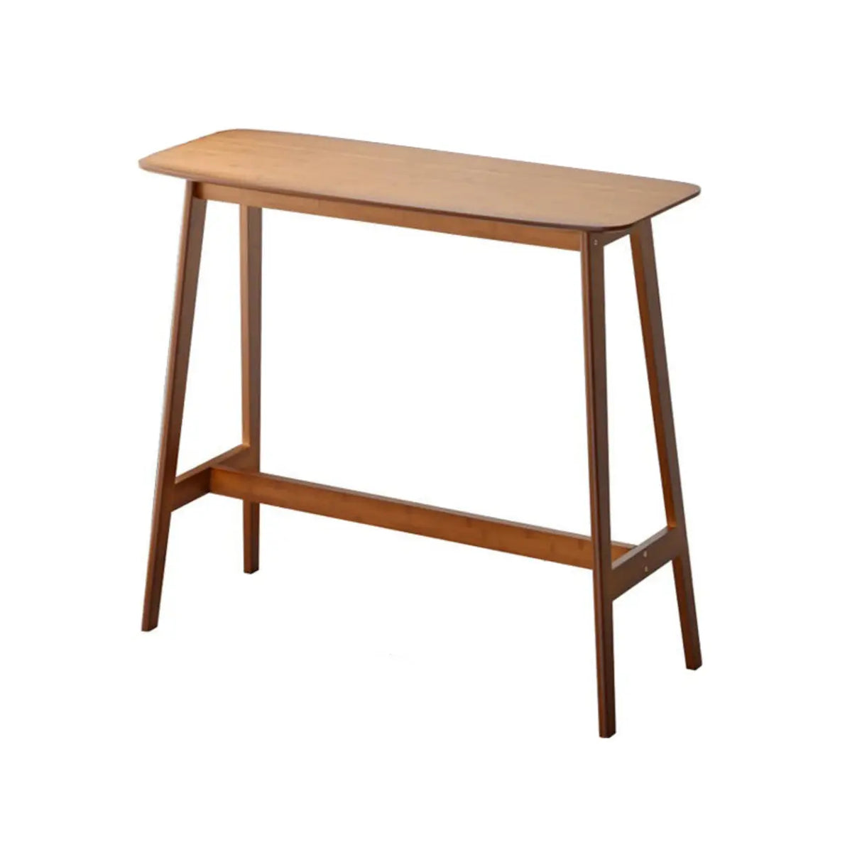 Rustic Minimalist Rectangular Wooden Bar Table With Footrest Image - 2