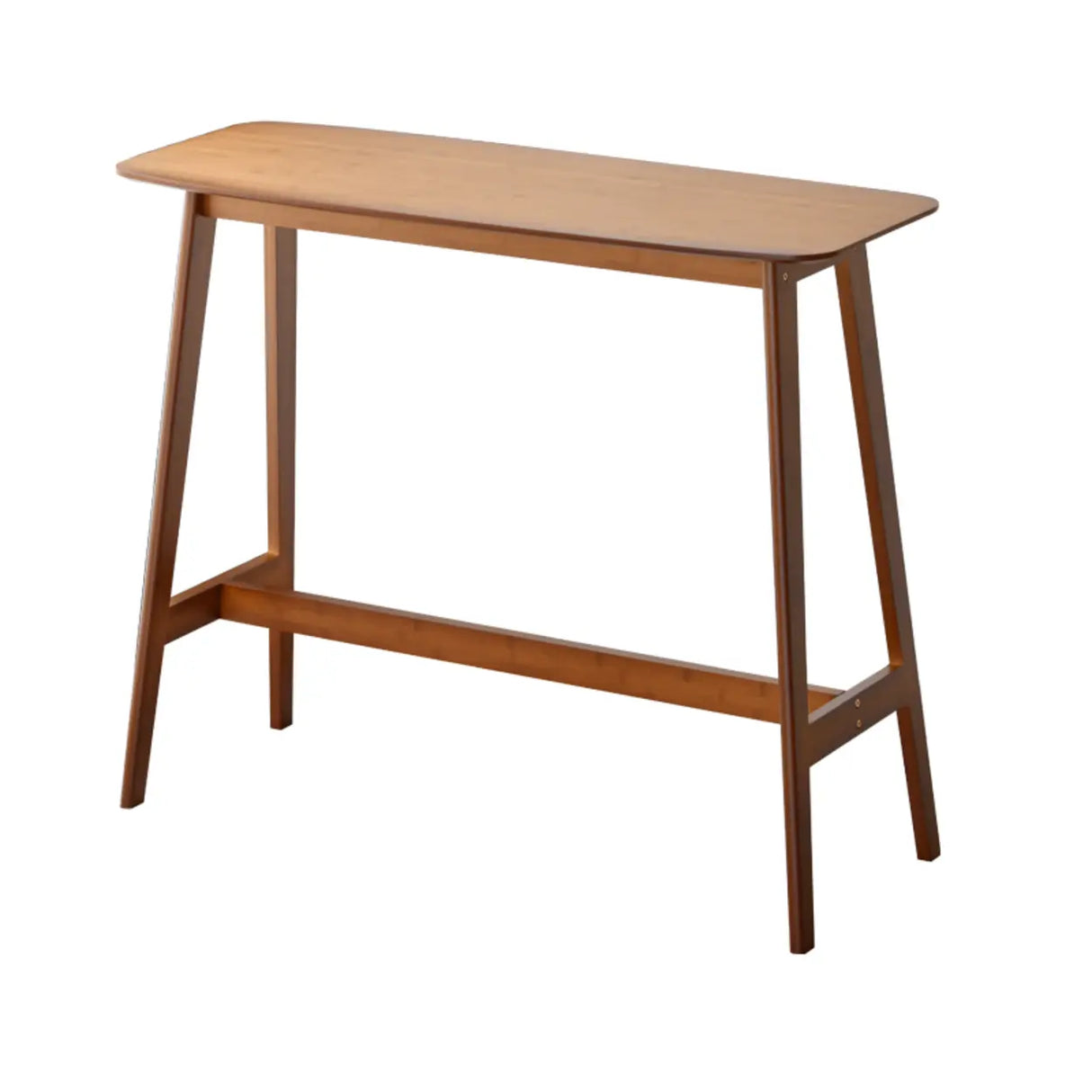 Rustic Minimalist Rectangular Wooden Bar Table With Footrest Image - 3