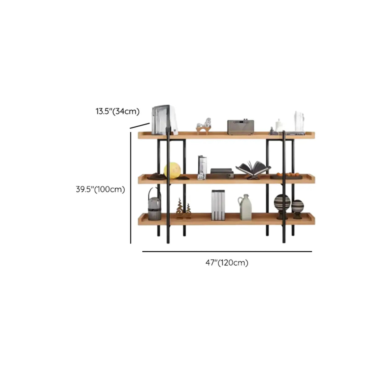Rustic Multi-tier Metal Frame Natural Wood Bookcase Image - 14
