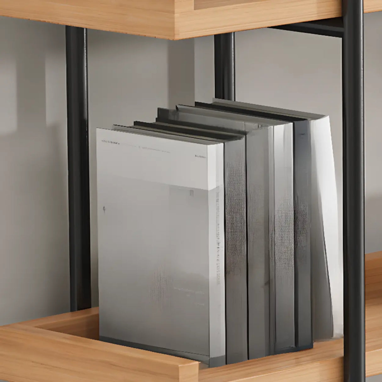 Rustic Multi-tier Metal Frame Natural Wood Bookcase Image - 6