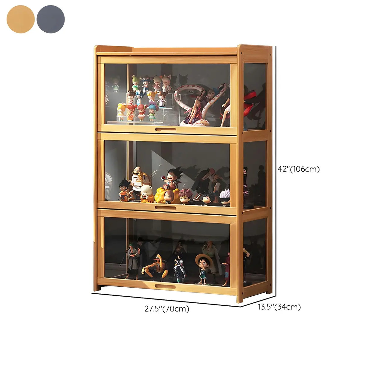 Rustic Natural Bamboo Standard Curio Display Cabinet