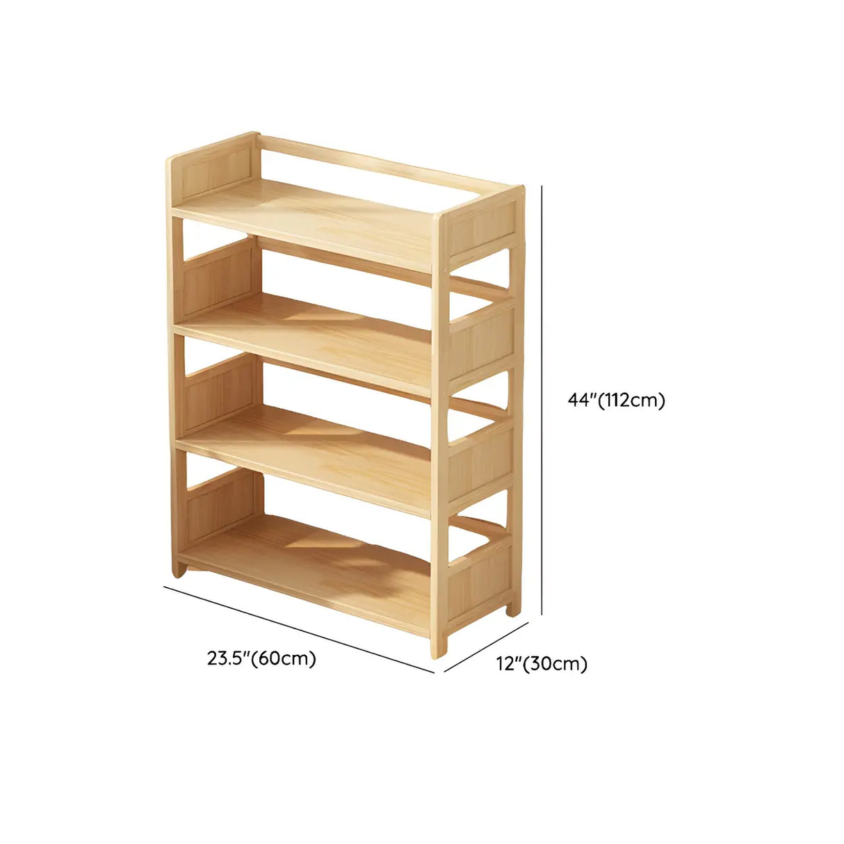 Rustic Natural Finish Pine Open Back Storage Bookcase Image - 10