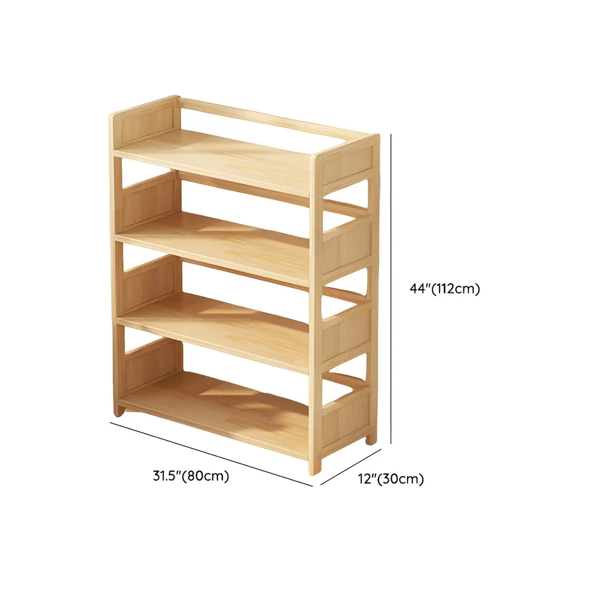 Rustic Natural Finish Pine Open Back Storage Bookcase Image - 11