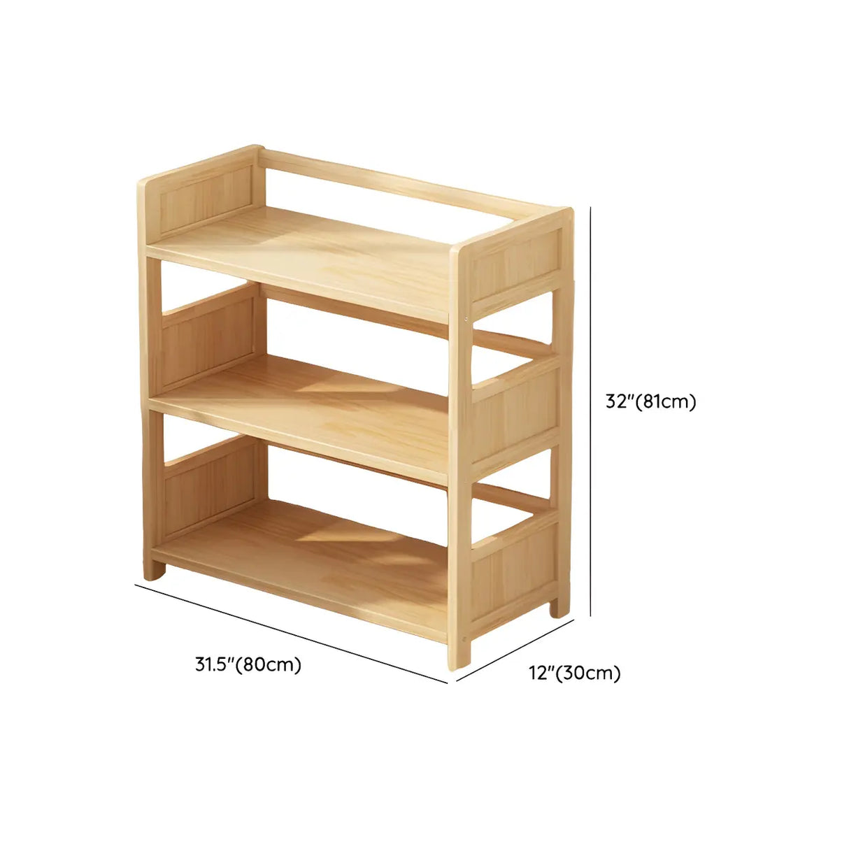 Rustic Natural Finish Pine Open Back Storage Bookcase Image - 12