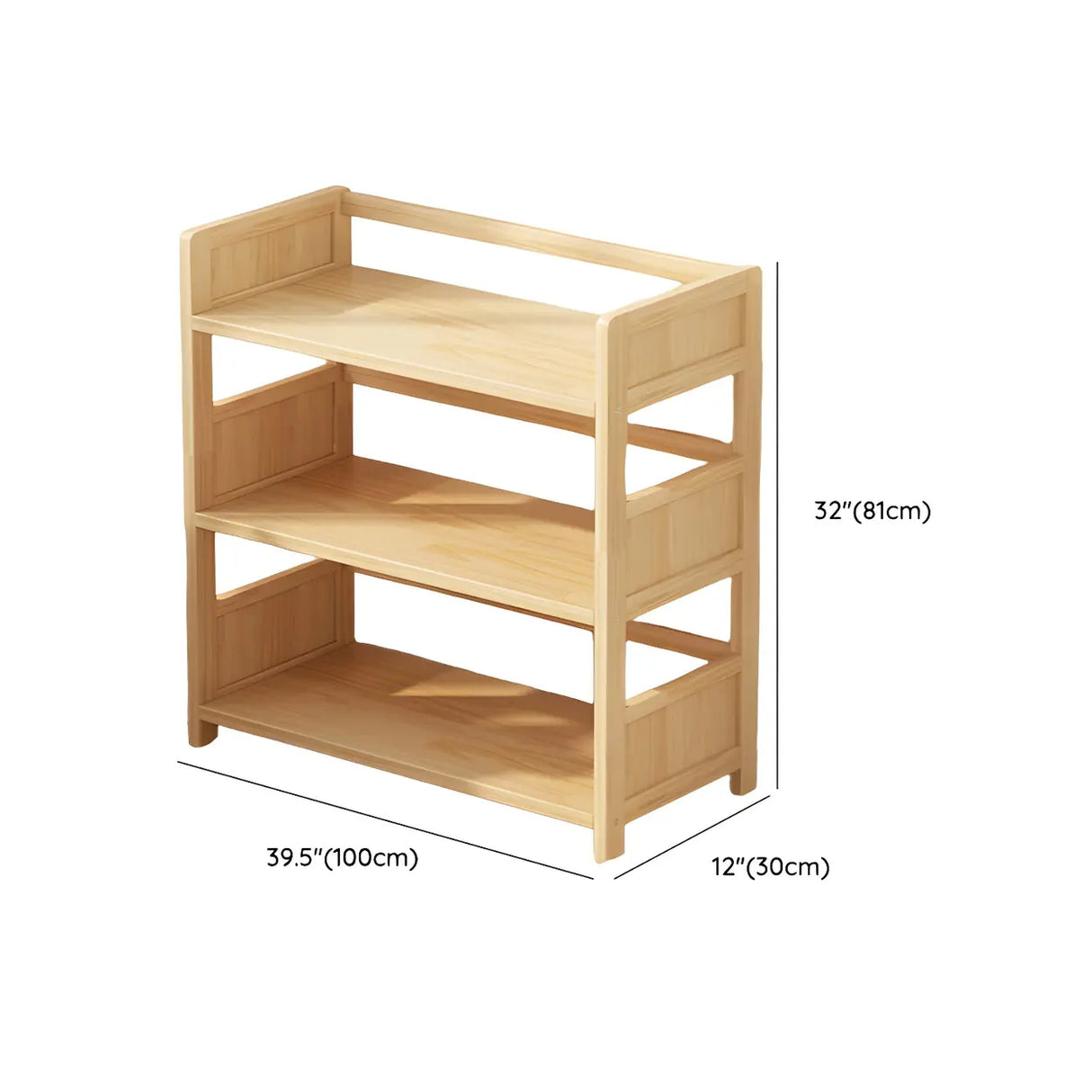 Rustic Natural Finish Pine Open Back Storage Bookcase Image - 13