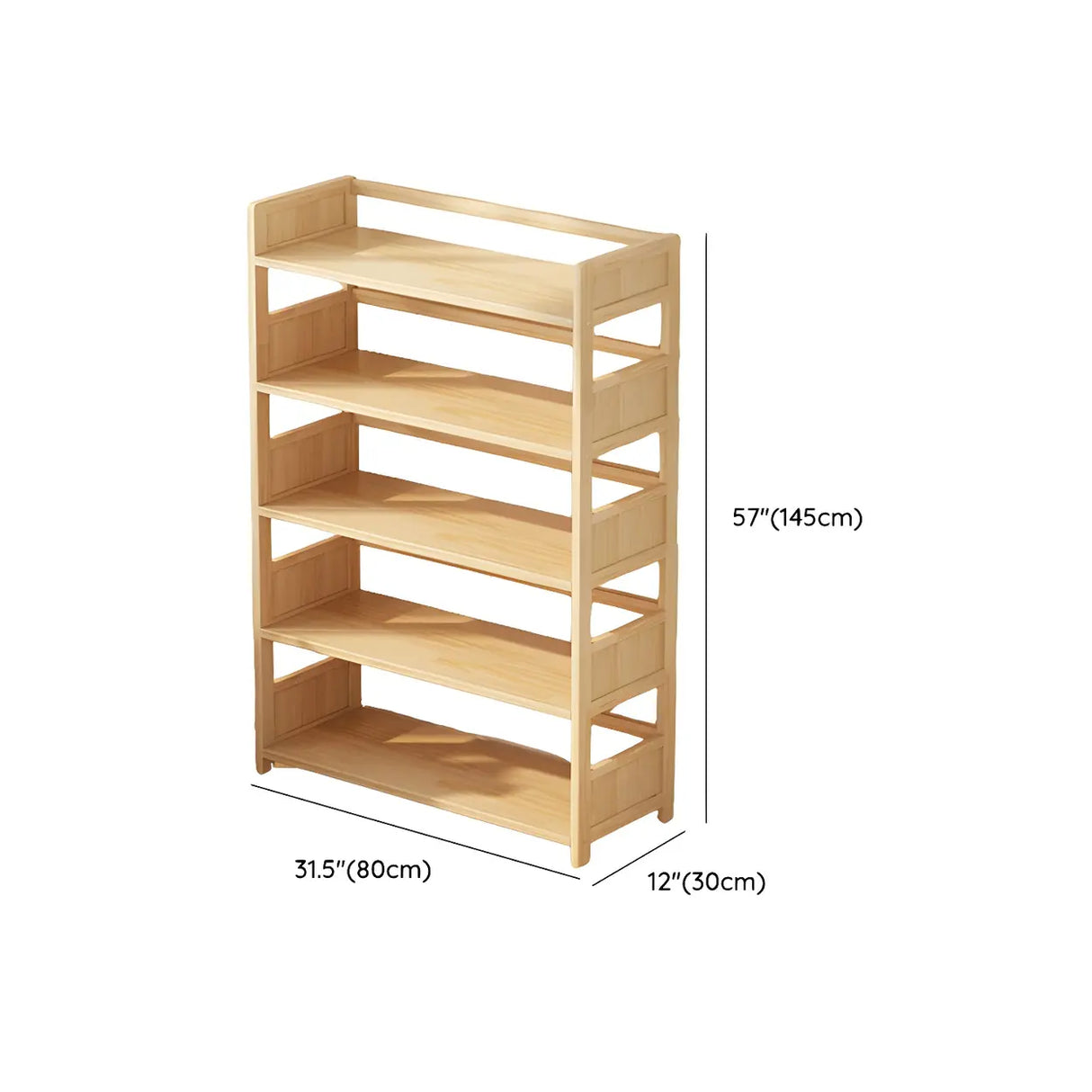 Rustic Natural Finish Pine Open Back Storage Bookcase Image - 14