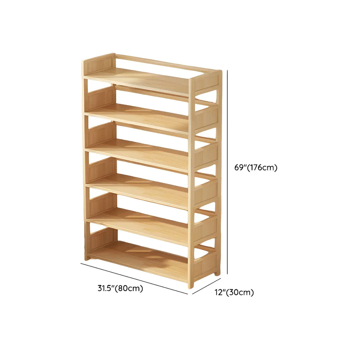 Rustic Natural Finish Pine Open Back Storage Bookcase Image - 15