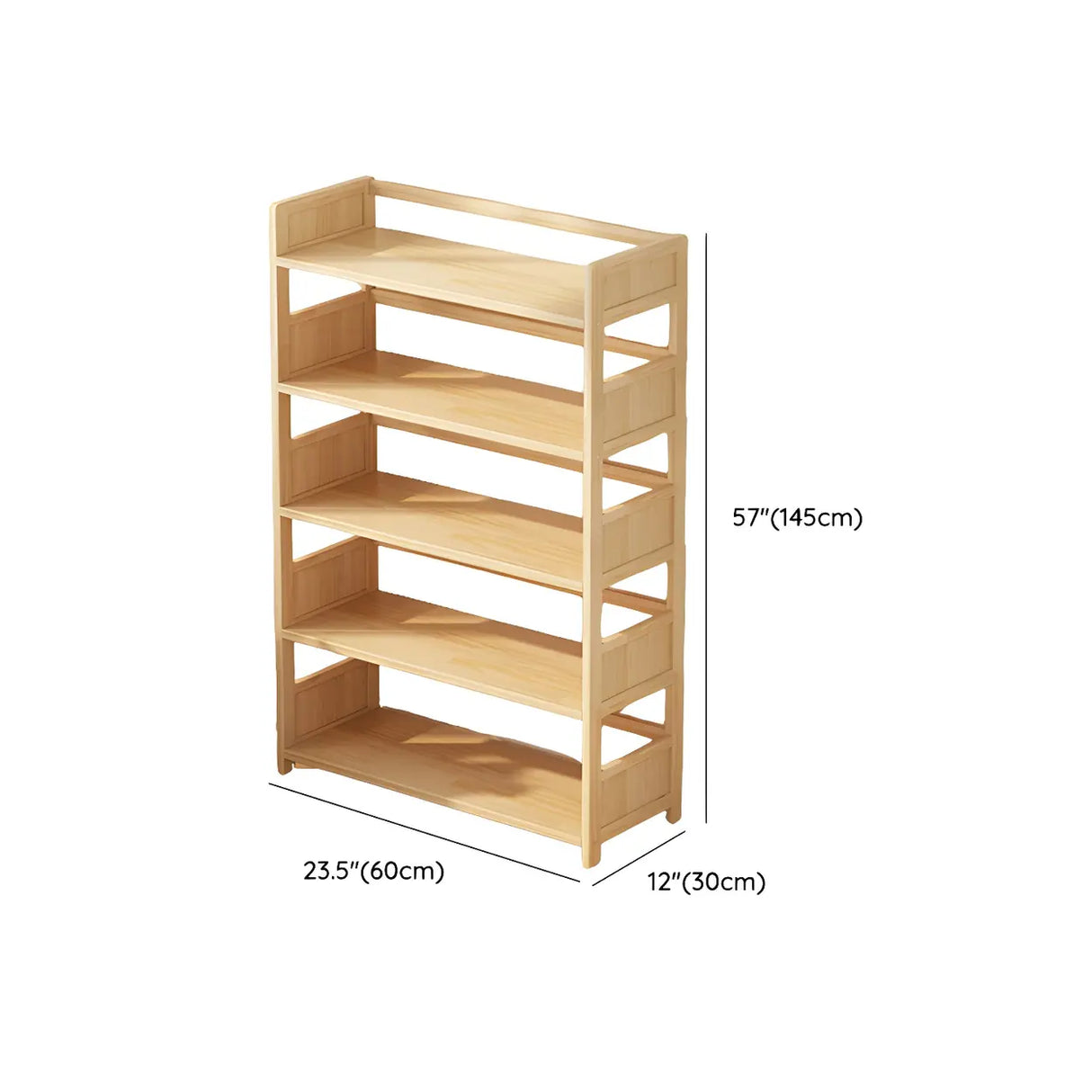 Rustic Natural Finish Pine Open Back Storage Bookcase Image - 16