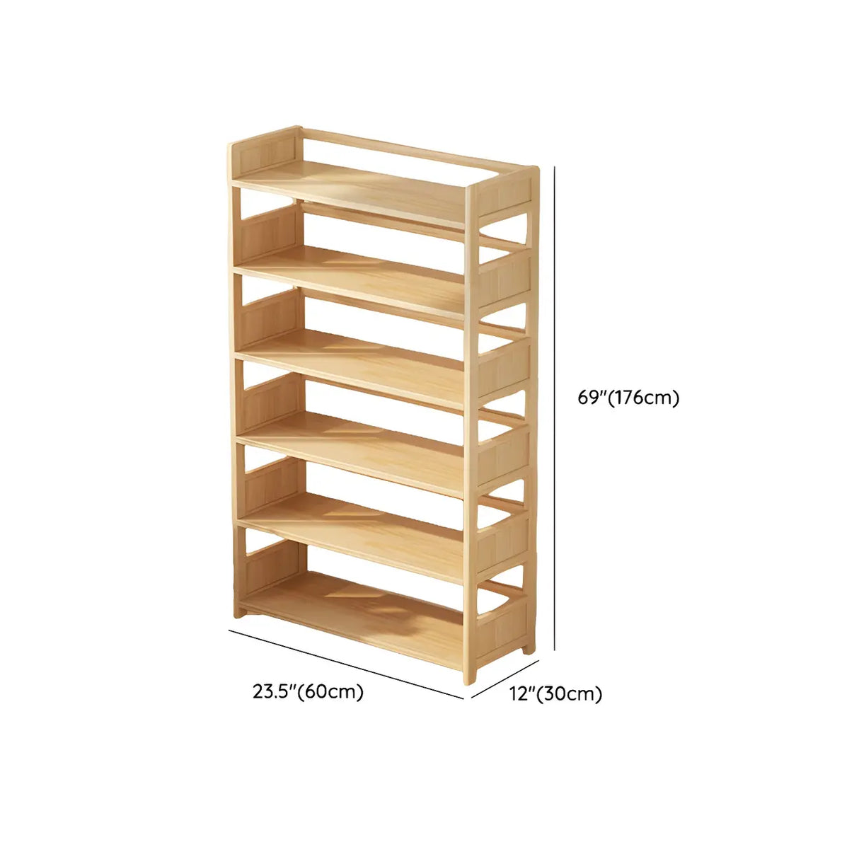 Rustic Natural Finish Pine Open Back Storage Bookcase Image - 17