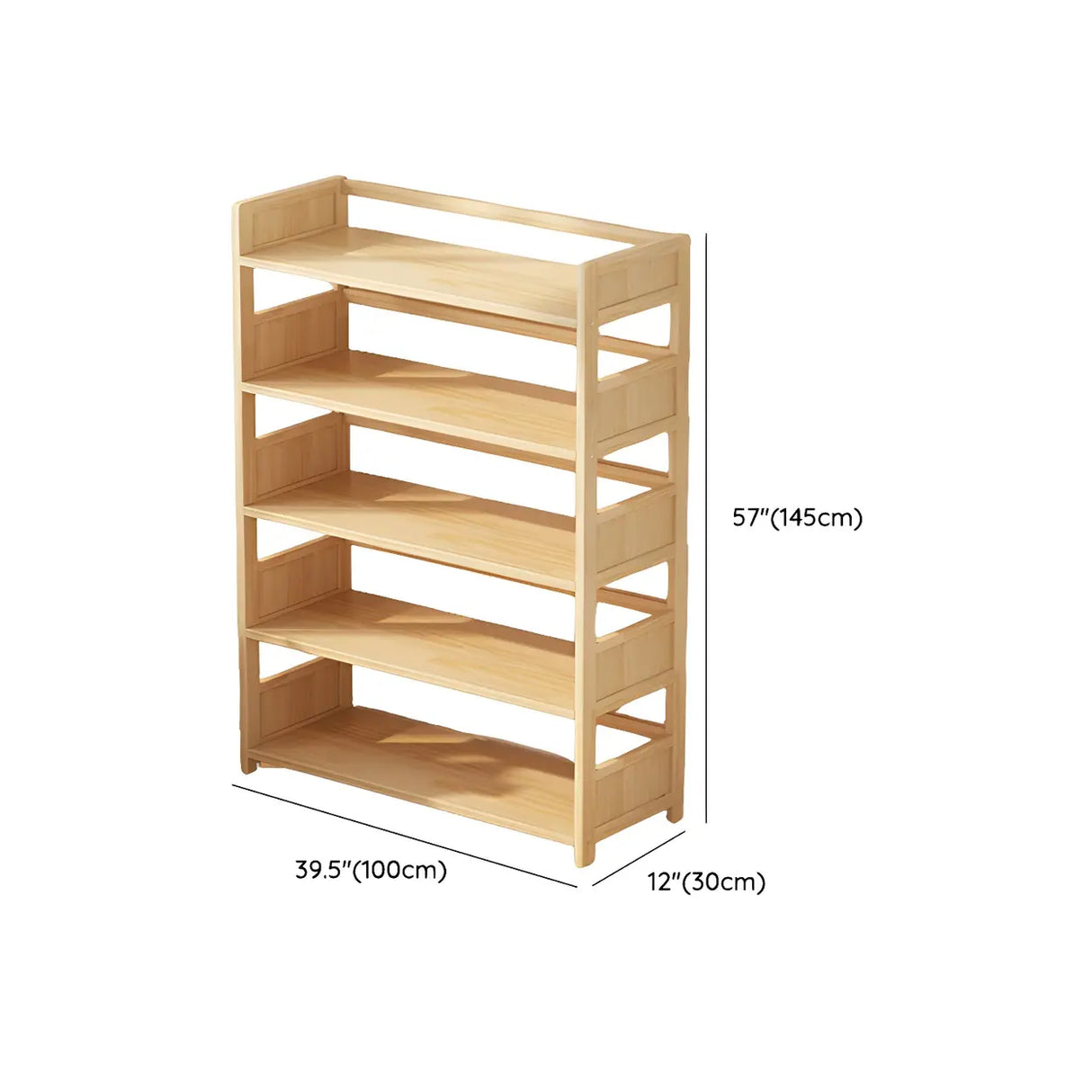 Rustic Natural Finish Pine Open Back Storage Bookcase Image - 18