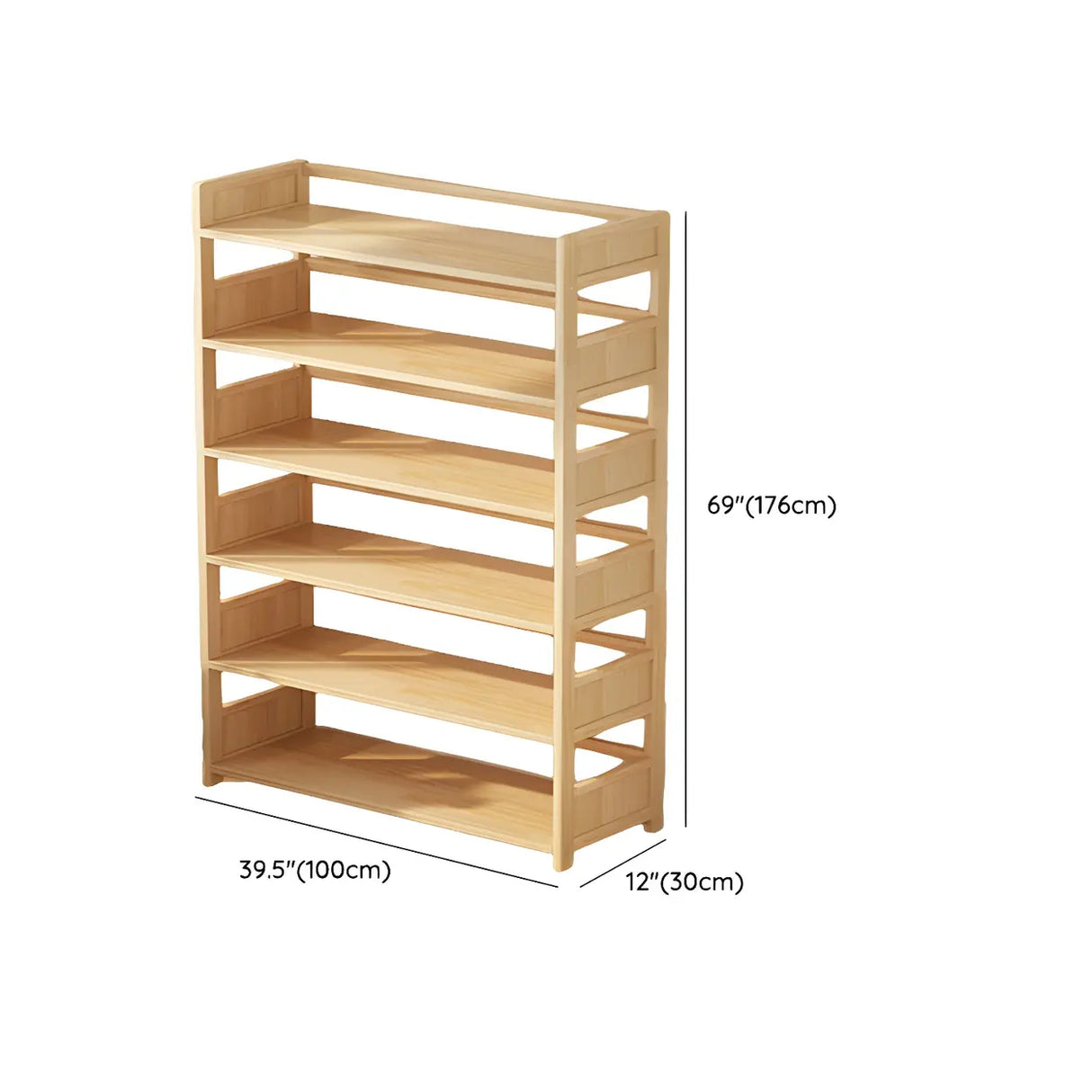 Rustic Natural Finish Pine Open Back Storage Bookcase Image - 19