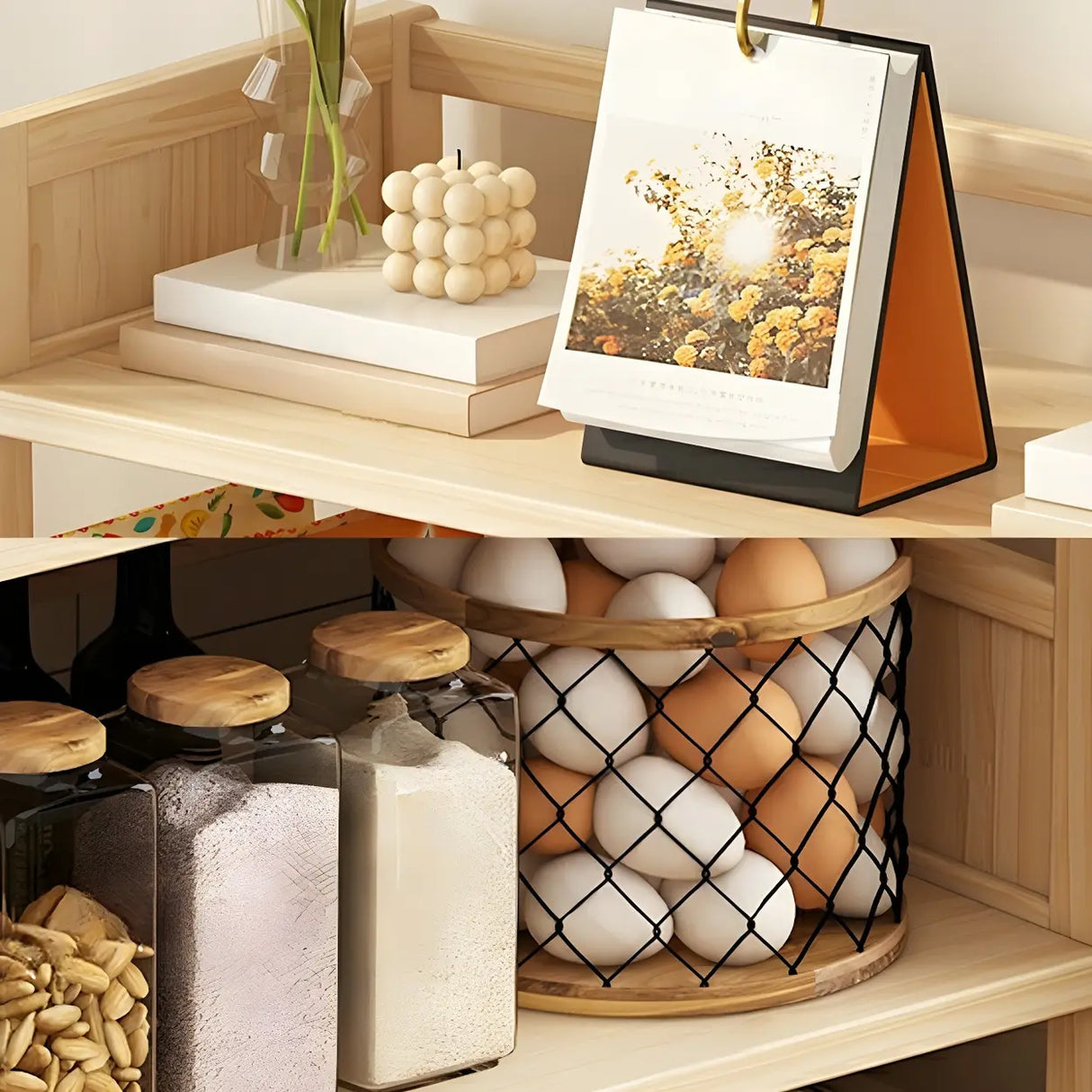 Rustic Natural Finish Pine Open Back Storage Bookcase Image - 6