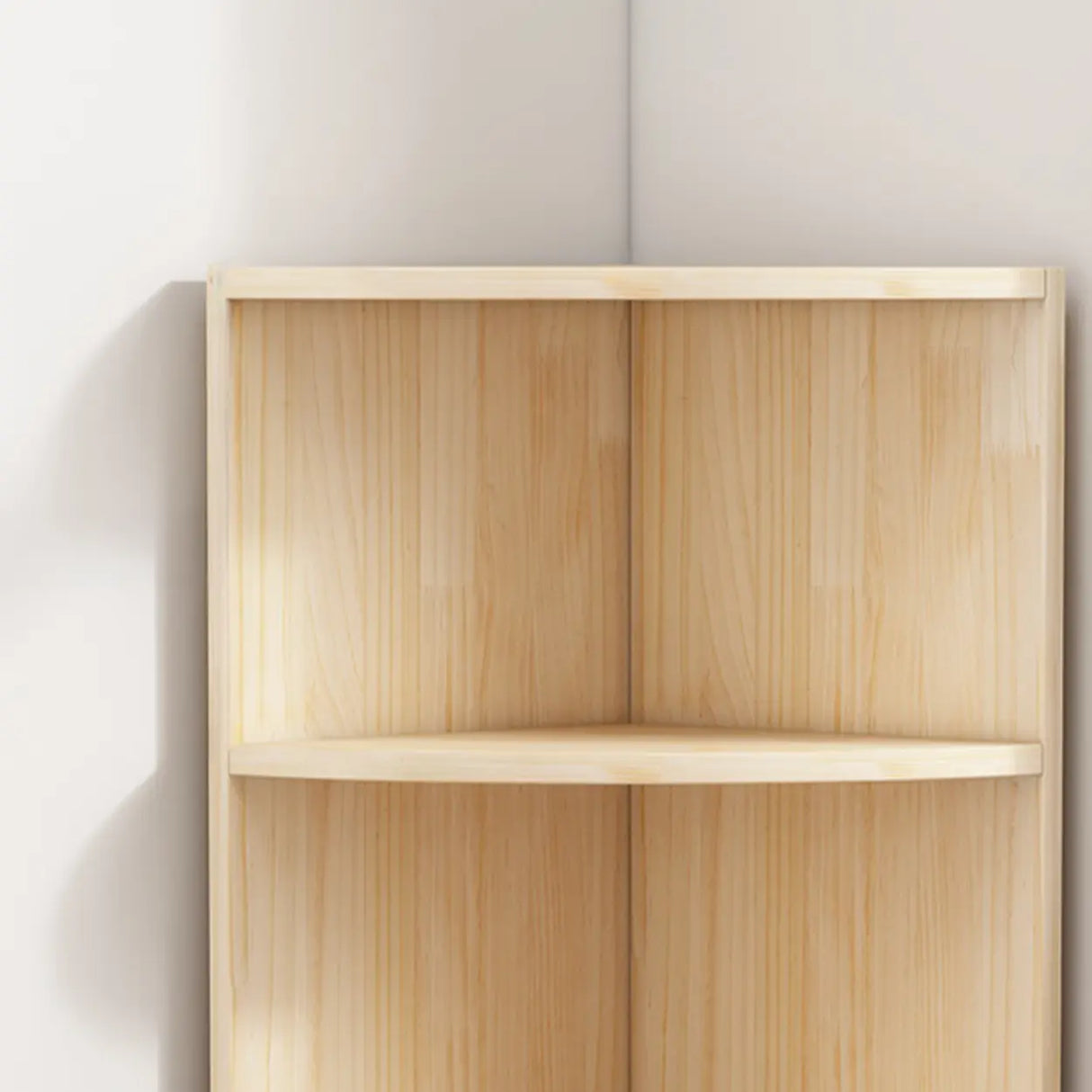 Rustic Natural Finish Triangle Vertical Corner Bookcase Image - 8
