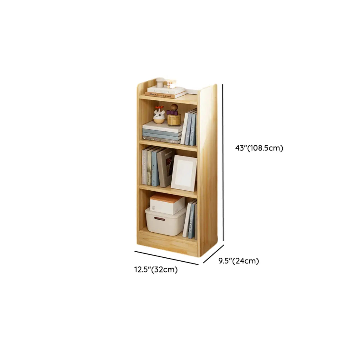 Rustic Natural Finish Vertical Wooden Storage Bookcase Image - 13