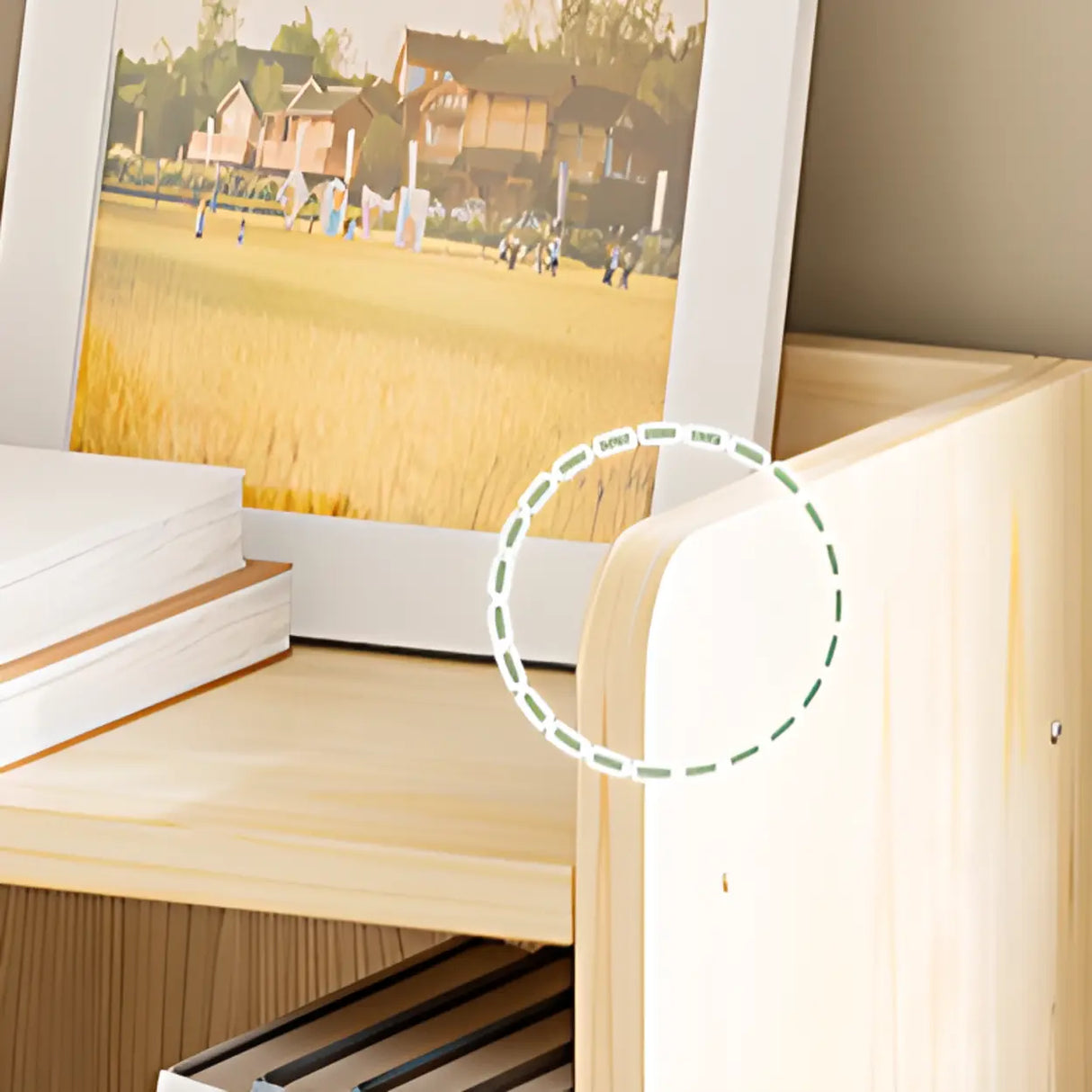 Rustic Natural Finish Vertical Wooden Storage Bookcase Image - 7