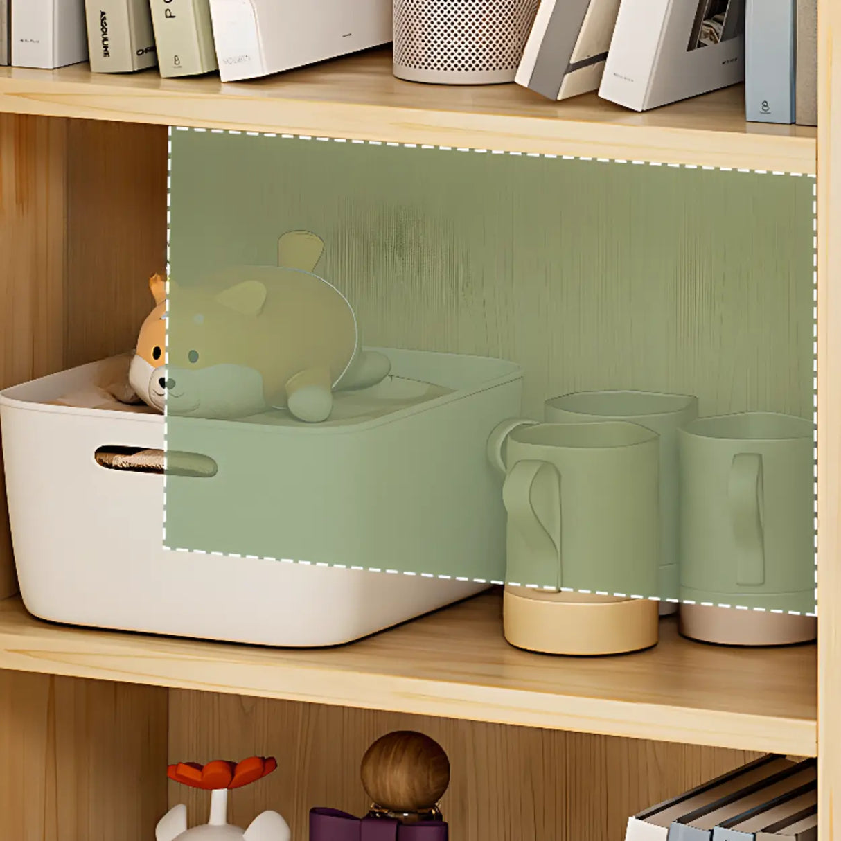 Rustic Natural Finish Vertical Wooden Storage Bookcase Image - 8