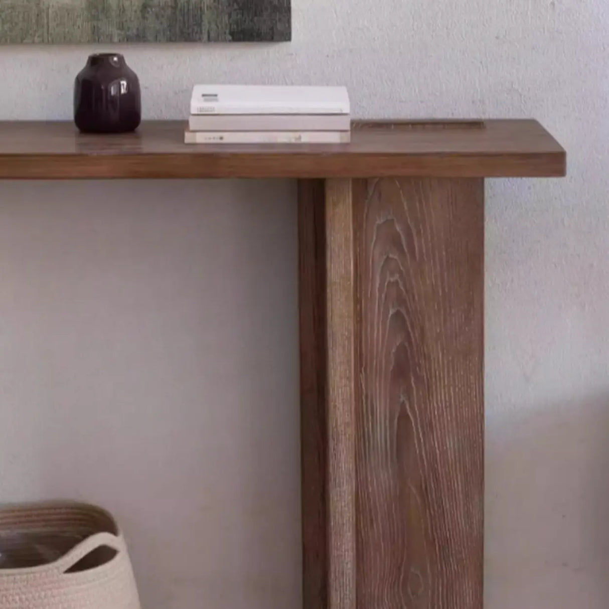 Rustic Natural Rectangular Wood Entryway Console Table Image - 5