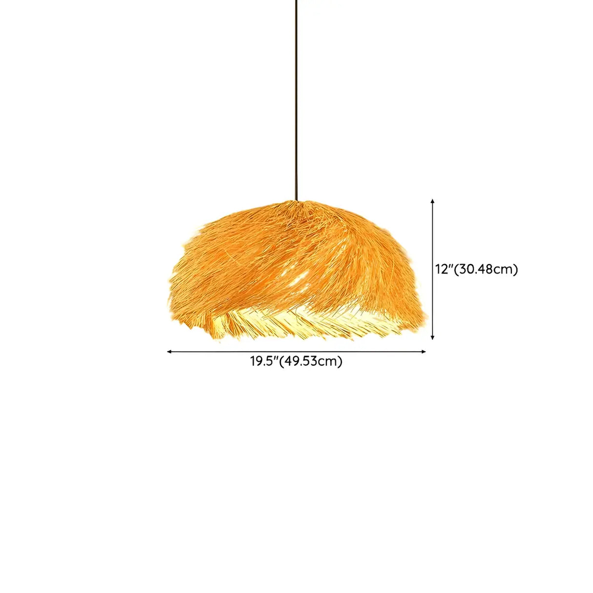 Rustic Natural Straw Rattan Woven Dome Pendant Light