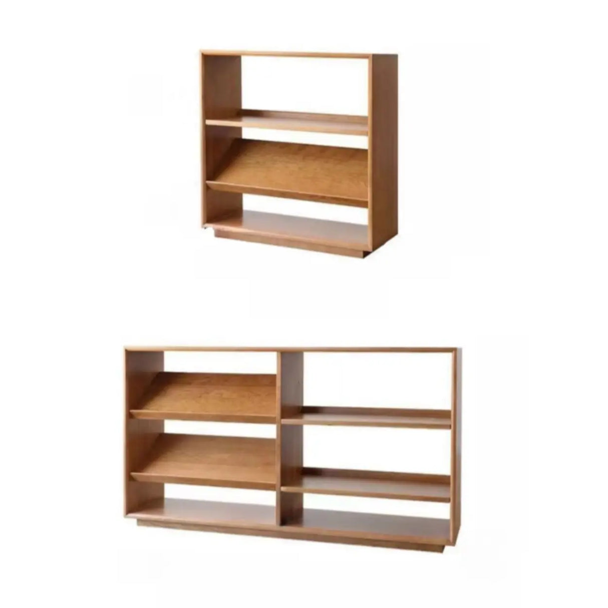 Rustic Open Back Auburn Rectangle Wooden Bookshelves Image - 11