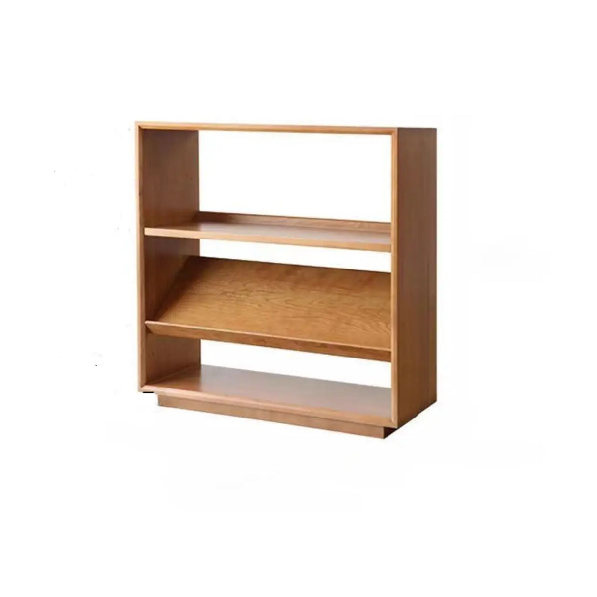 Rustic Open Back Auburn Rectangle Wooden Bookshelves Image - 2