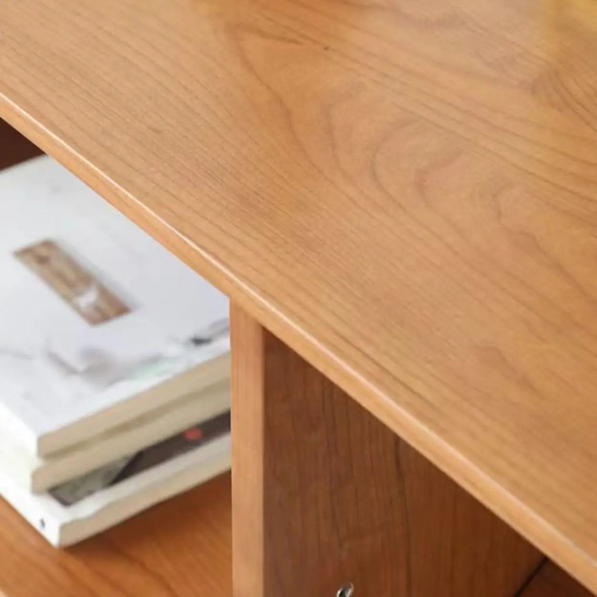 Rustic Open Back Auburn Rectangle Wooden Bookshelves Image - 5