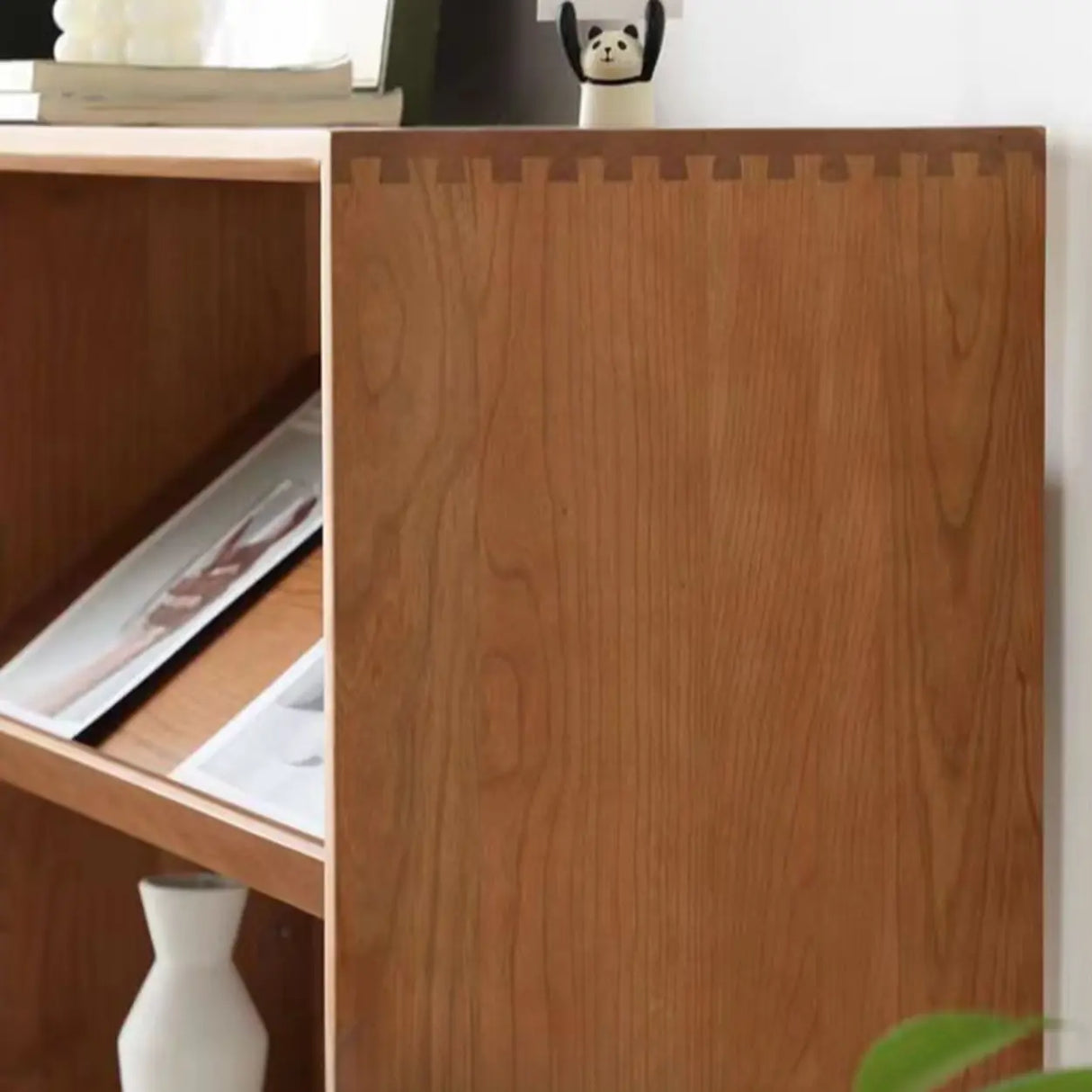 Rustic Open Back Auburn Rectangle Wooden Bookshelves Image - 8