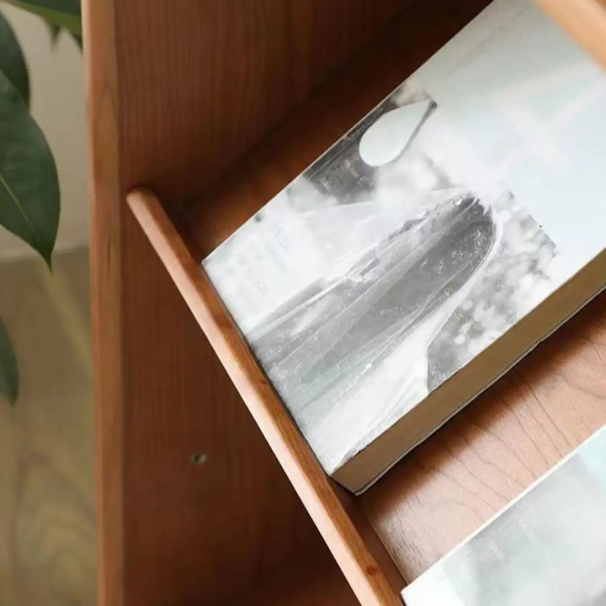 Rustic Open Back Auburn Rectangle Wooden Bookshelves Image - 9