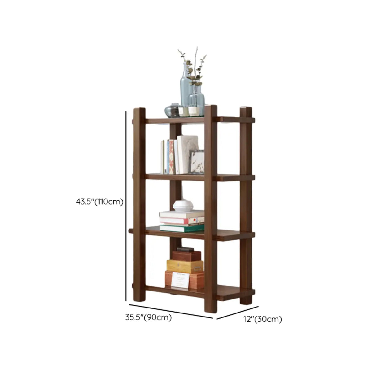 Rustic Open Brown 5-Tiers Wooden Display Bookshelf Image - 14