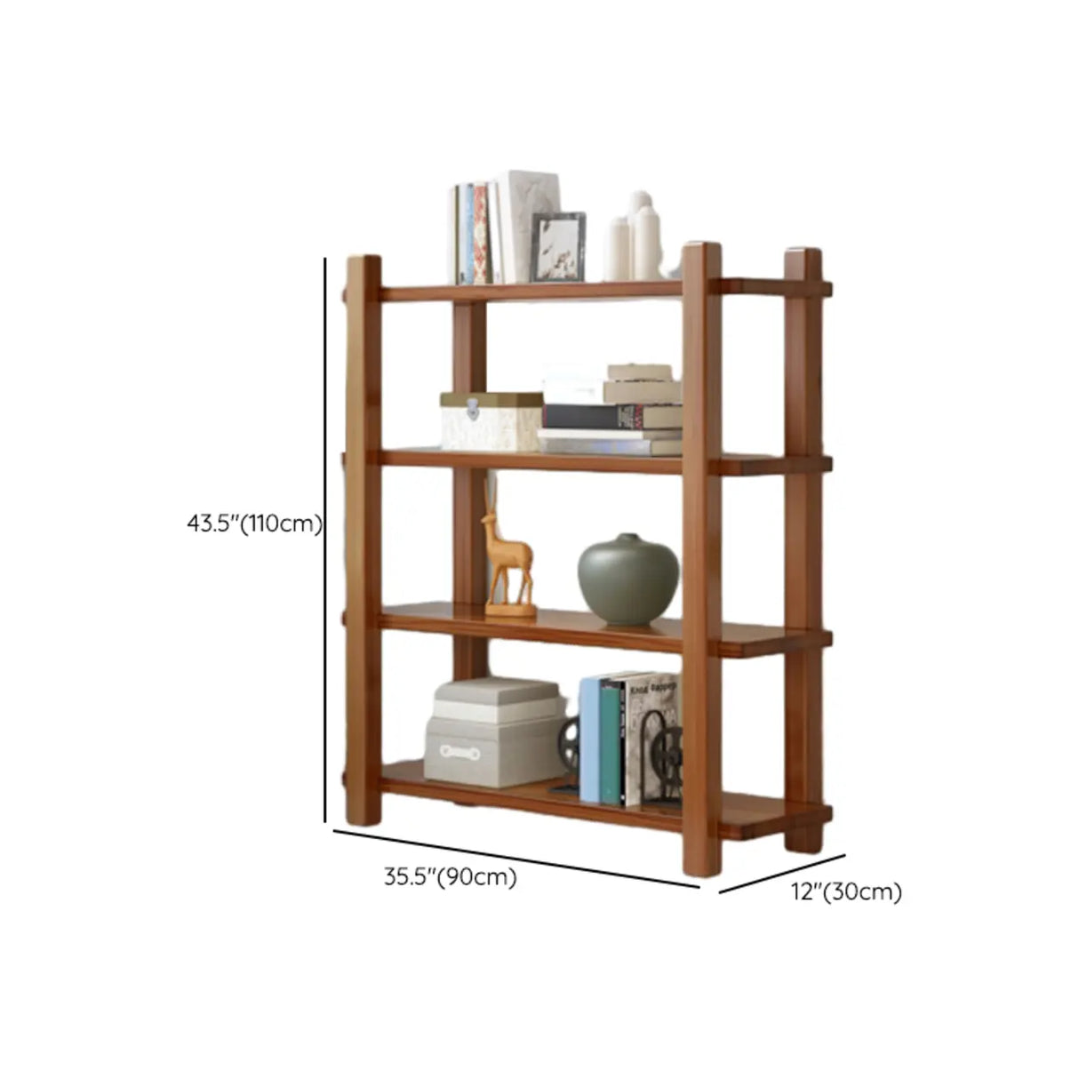 Rustic Open Brown 5-Tiers Wooden Display Bookshelf Image - 20