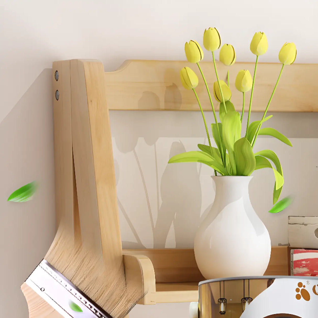 Rustic Open Ladder Wooden Vertical Display Bookshelf Image - 17