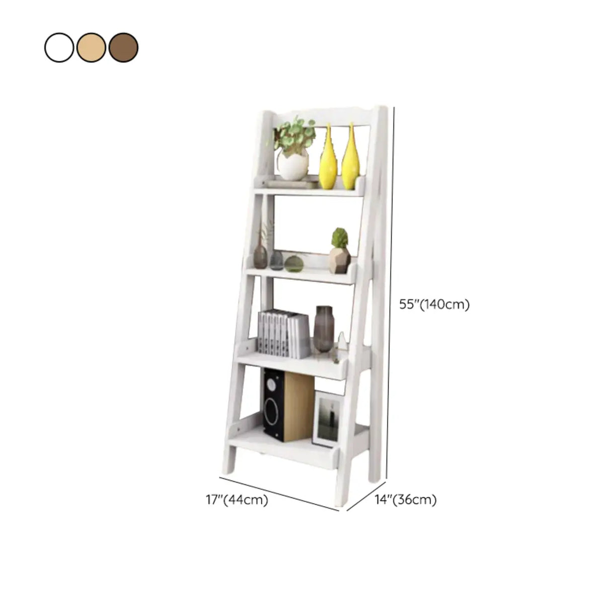 Rustic Open Ladder Wooden Vertical Display Bookshelf Image - 30