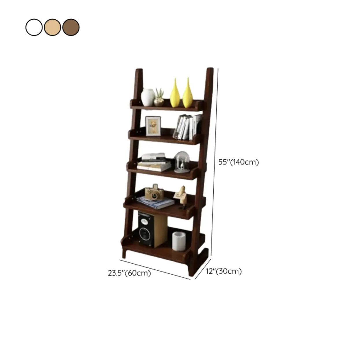Rustic Open Ladder Wooden Vertical Display Bookshelf Image - 31