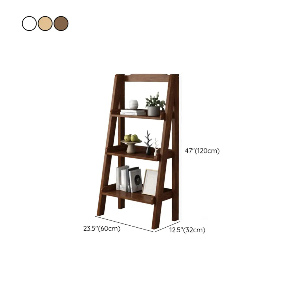 Rustic Open Ladder Wooden Vertical Display Bookshelf Image - 32