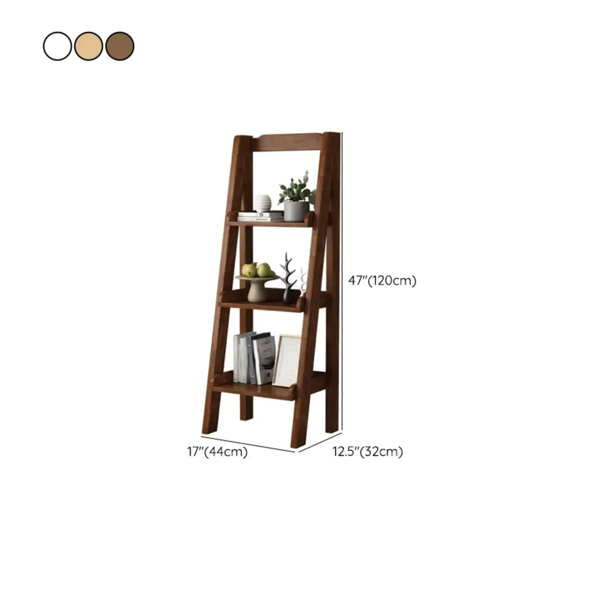 Rustic Open Ladder Wooden Vertical Display Bookshelf Image - 33