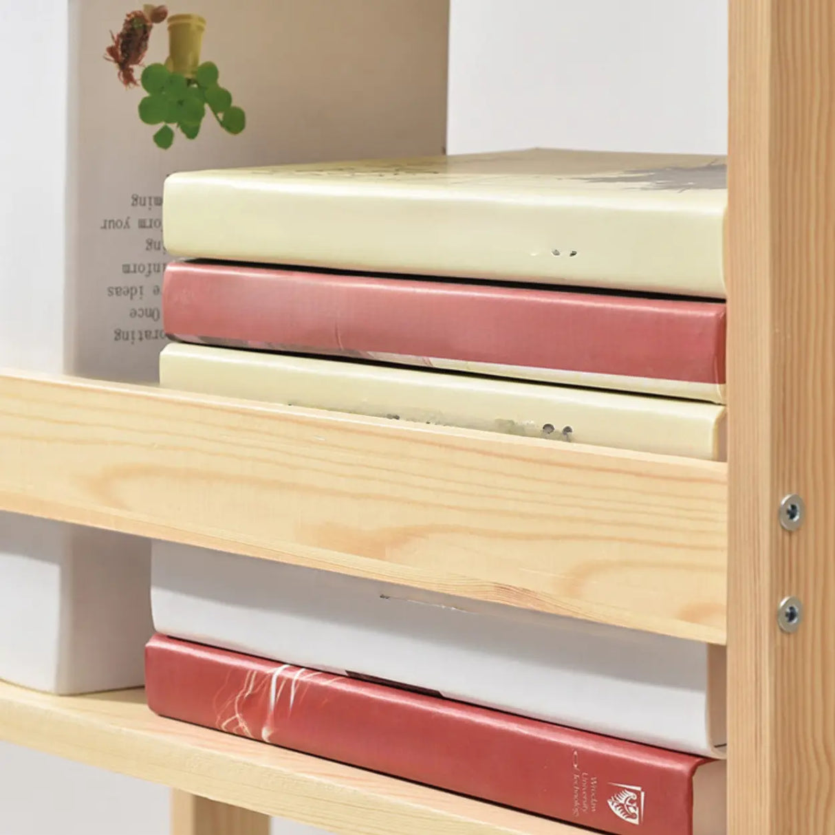 Rustic Open Natural Wood Standard Storage Bookshelf Image - 10