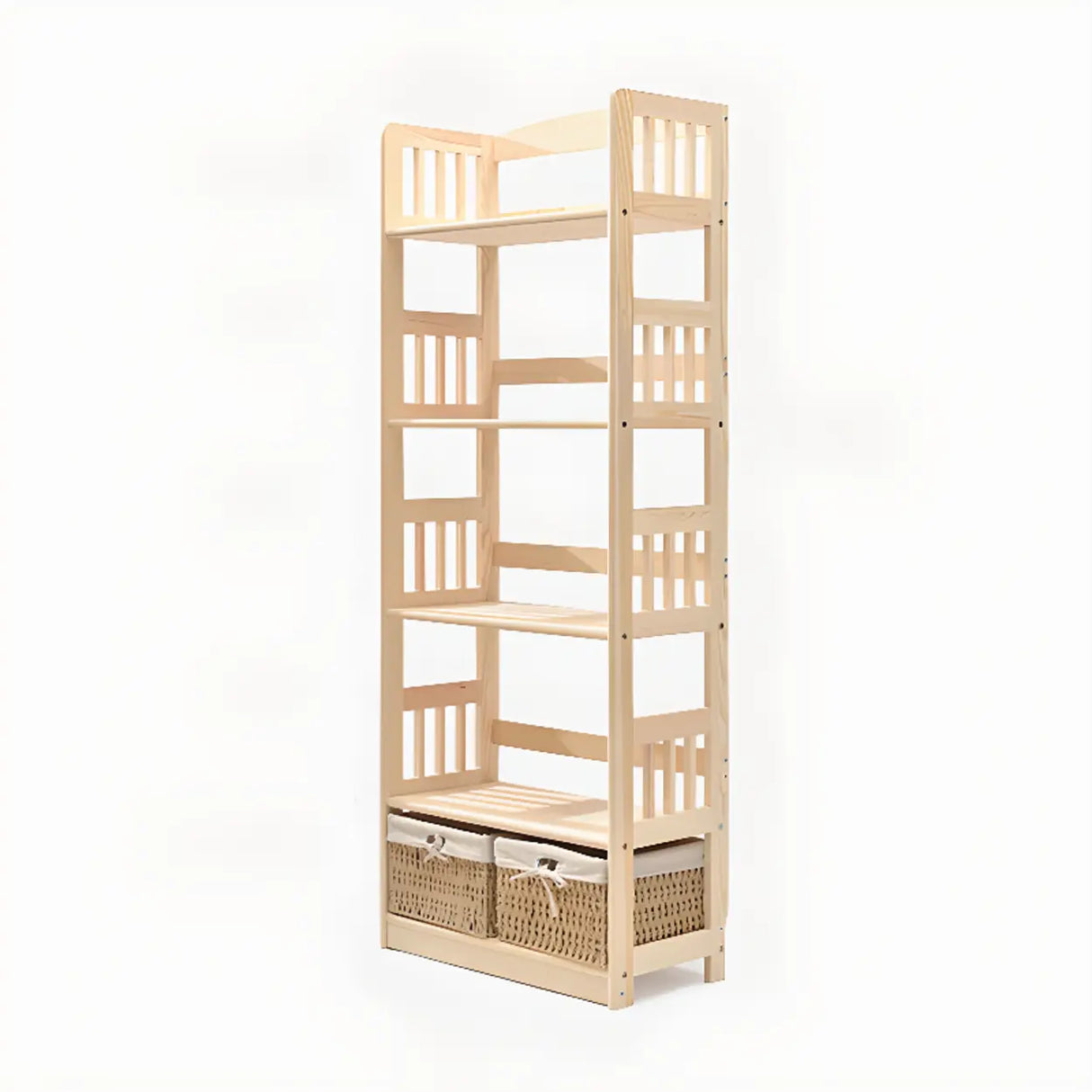 Rustic Open Natural Wood Standard Storage Bookshelf Image - 19