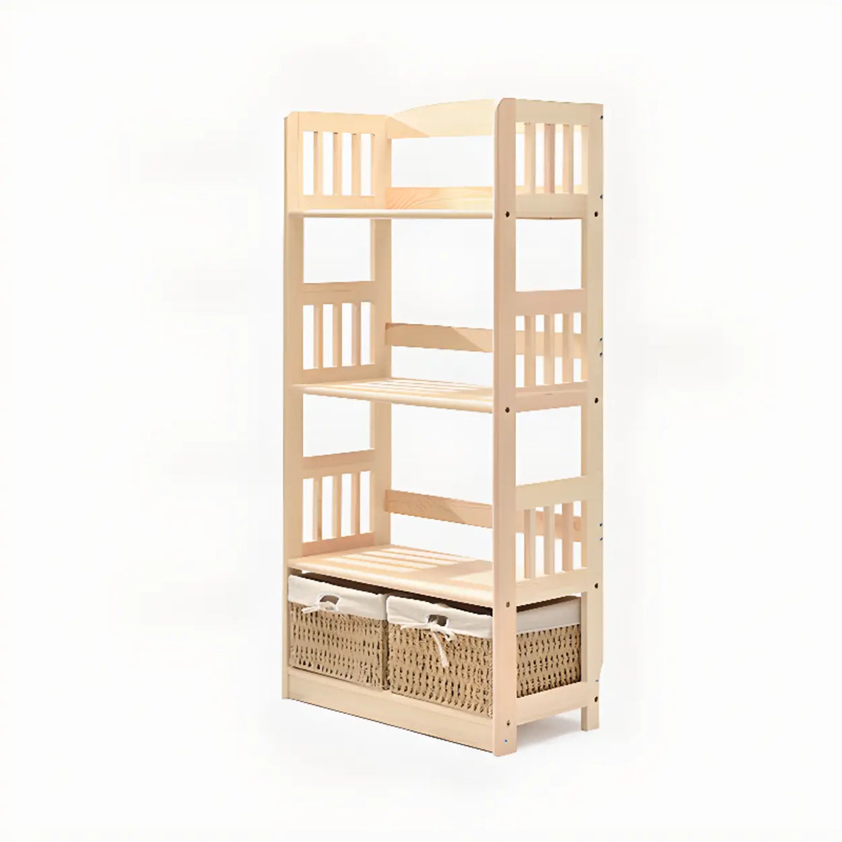 Rustic Open Natural Wood Standard Storage Bookshelf Image - 20