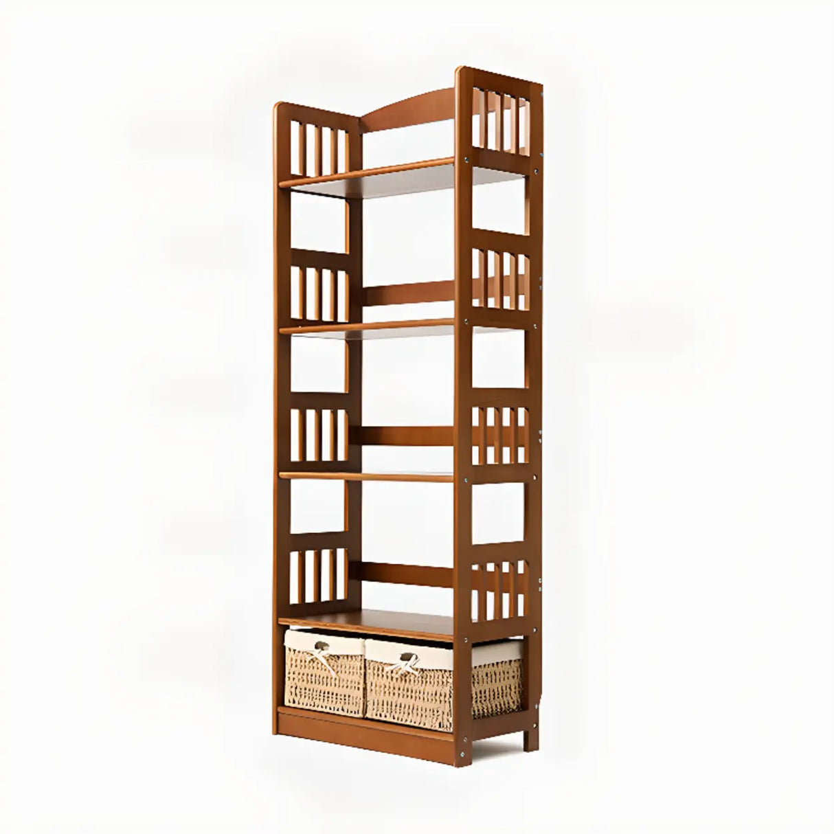 Rustic Open Natural Wood Standard Storage Bookshelf Image - 21