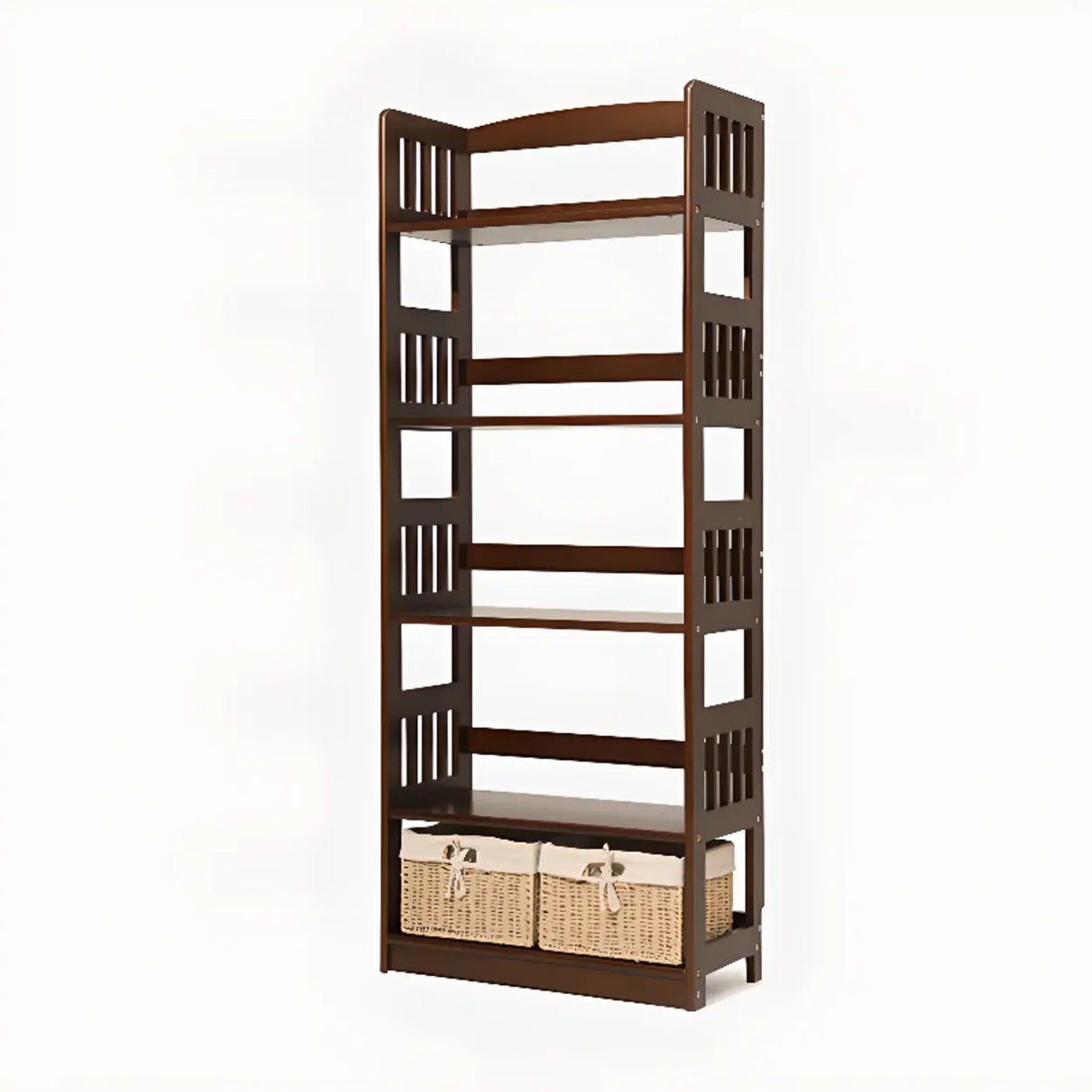 Rustic Open Natural Wood Standard Storage Bookshelf Image - 22