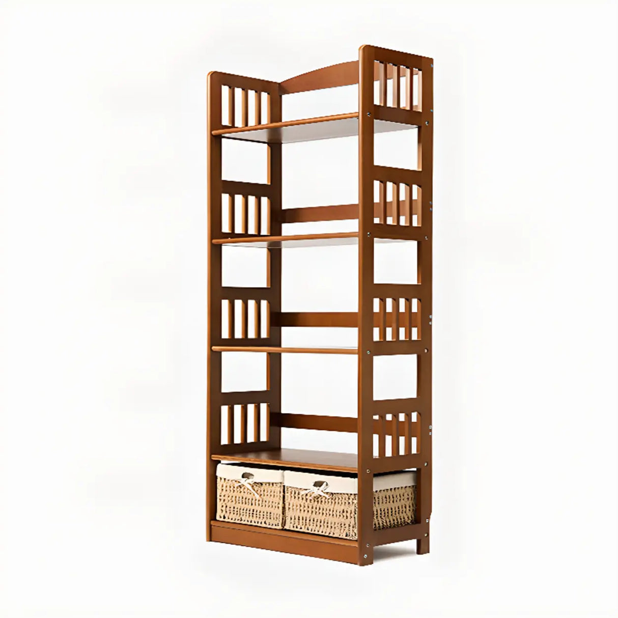 Rustic Open Natural Wood Standard Storage Bookshelf Image - 24