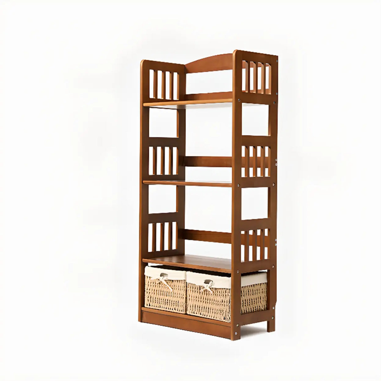 Rustic Open Natural Wood Standard Storage Bookshelf Image - 26